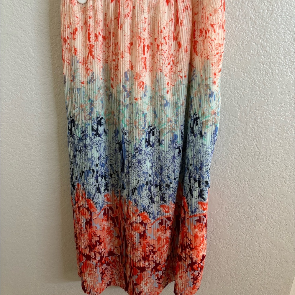Floral Pleated Maxi Skirt - Multicolor